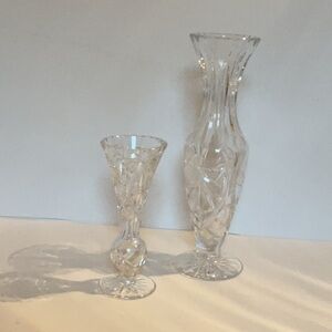 Set of two Elegant  Pinwheel Crystal Vases